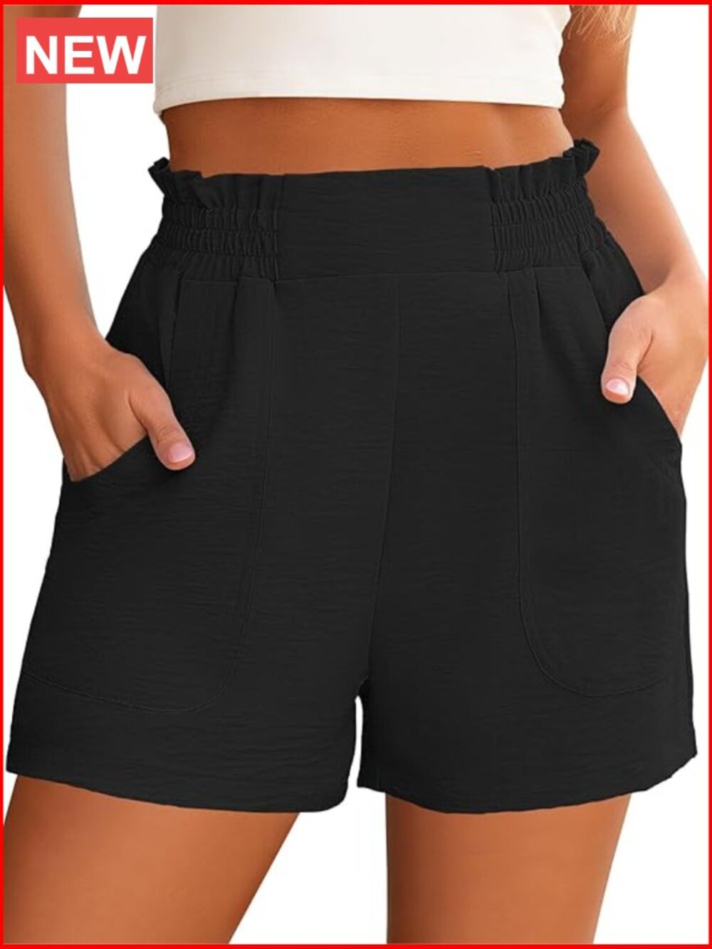 High Waisted Wide Leg Summer Shorts with Elastic Waistband